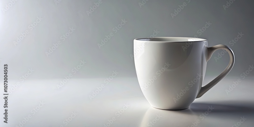 A Simple White Mug, a Blank Canvas for Imagination, Reflecting Soft Light on a Smooth Surface A Simple White Mug, a Blank Canvas for Imagination, Reflecting Soft Light on a Smooth Surface