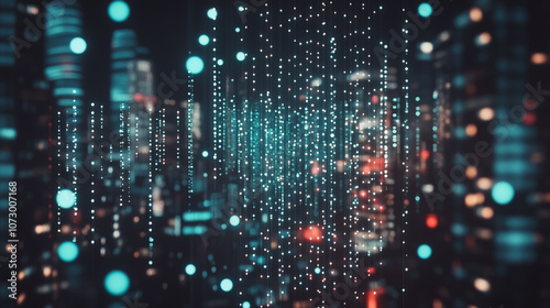 Wallpaper Mural Smart digital Innovation city Business skyscrapers in the Financial District with connection network reciprocity over the cityscape. of future smart wireless digital city and social media networking

 Torontodigital.ca