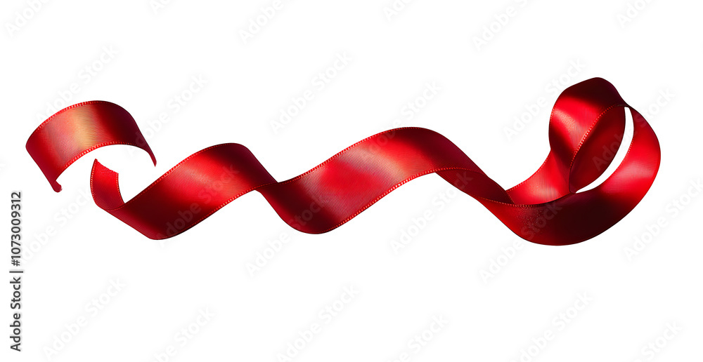 A curly red ribbon for Christmas and birthday present isolated against a transparent background. A curly red ribbon for Christmas and birthday present isolated against a transparent background.