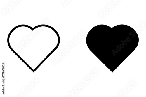 Love Heart Symbol Icon Collection. Love Illustration Set with Solid and Outline Vector Hearts.