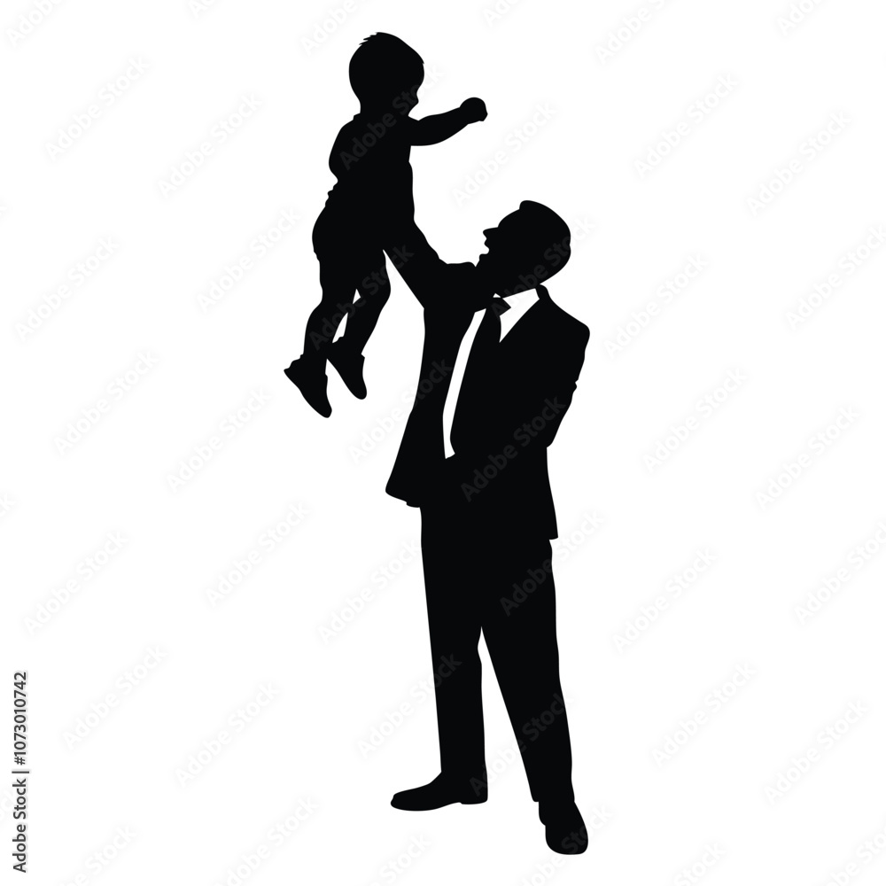 a father are ejnoy with his baby vector silhouette a father are ejnoy with his baby vector silhouette