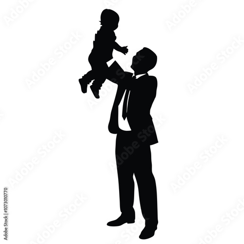 a father are ejnoy with his baby vector silhouette