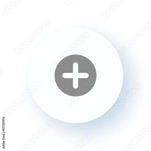 Neumorphism User interface Plus Sign Icon UX UI Design Drop Shadow