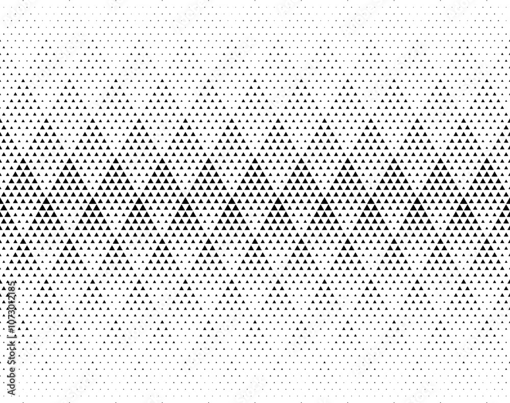 Geometric pattern of black triangles on a white background.Seamless in one direction.Option with a AVERAGE fade out.Scale method.