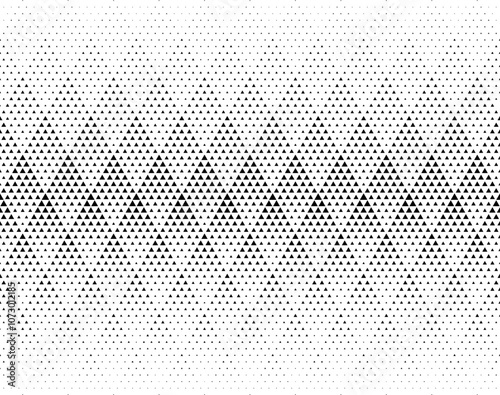 Geometric pattern of black triangles on a white background.Seamless in one direction.Option with a AVERAGE fade out.Scale method.