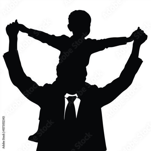 a father are ejnoy with his baby vector silhouette