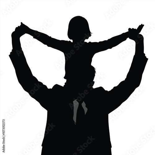 a father are ejnoy with his baby vector silhouette