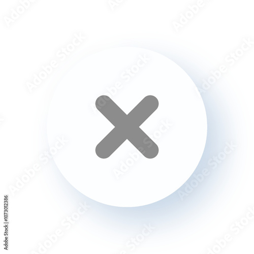 Neumorphism User interface Cross Mark Icon for Cancellation and Error UX UI Design Drop Shadow