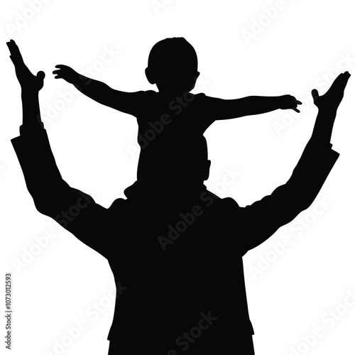 a father are ejnoy with his baby vector silhouette