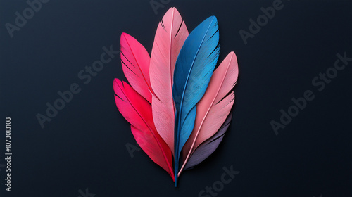 Colorful Feathers on Dark Background 