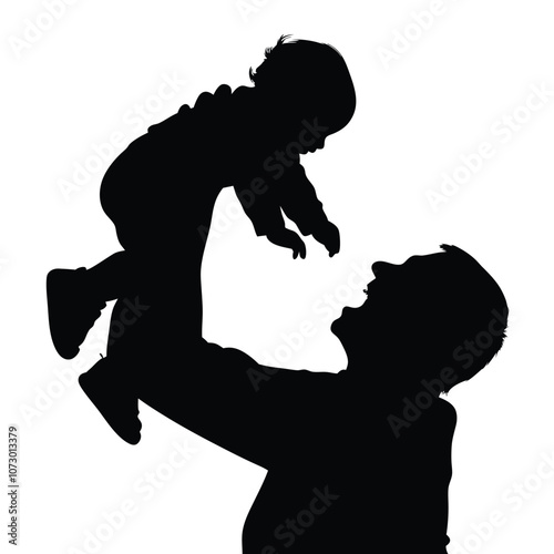 a father are ejnoy with his baby vector silhouette