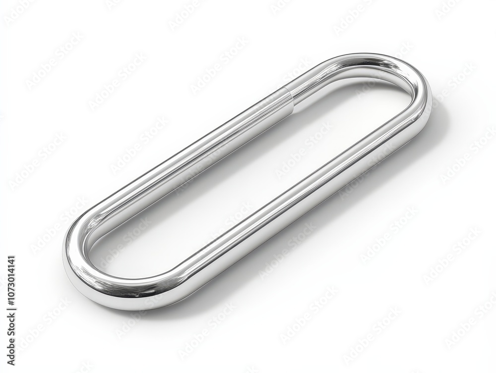 Metal oval paperclip on a white isolated background. Metal oval paperclip on a white isolated background.
