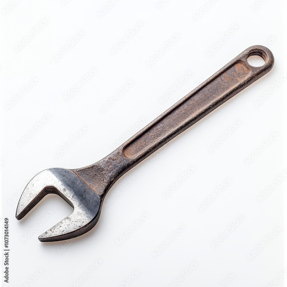 Metal adjustable wrench on a white isolated background. Metal adjustable wrench on a white isolated background.
