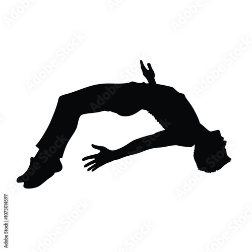 a man falling from sky into the air, vector silhouette, isolated white background