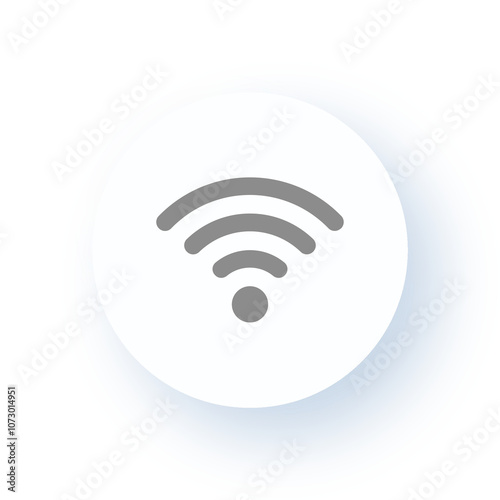 Neumorphism User interface Wi-Fi Signal Icon - Wireless Internet Access Symbol UX UI Design Drop Shadow