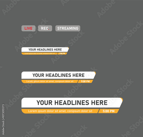 Yellow lower third bars collection for media