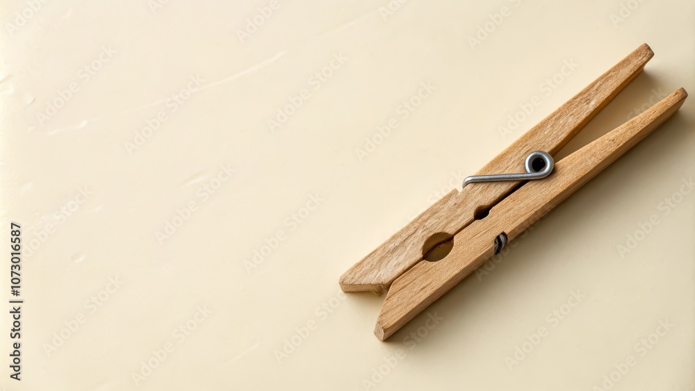 A simple wooden clothespin on a beige background, perfect for a minimalist home decor aesthetic. A simple wooden clothespin on a beige background, perfect for a minimalist home decor aesthetic.