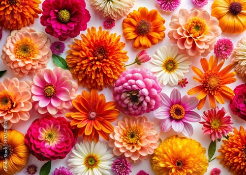 Vibrant Floral Pattern Featuring Pink and Orange Flowers on a Clean White Background, Perfect for Textile Design, Wallpaper, or Home Decor Projects