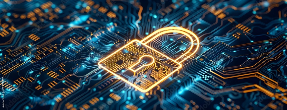 Cyber security Concept of data security lock over a digital background, circuit boards, cyber defense technology . Cyber security Concept of data security lock over a digital background, circuit boards, cyber defense technology .