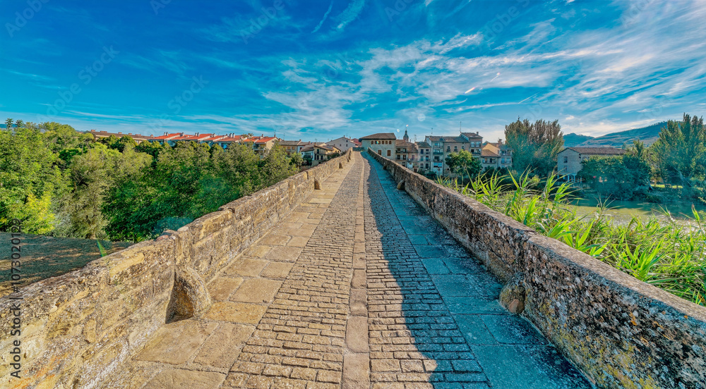 Fototapeta premium bridge over the river, Puenta la Reina, Spain, Europe, September 2024