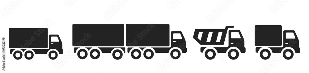 Isolated pictogram illustration truck, lorry, trailer for automotive and delivery graphic element Isolated pictogram illustration truck, lorry, trailer for automotive and delivery graphic element