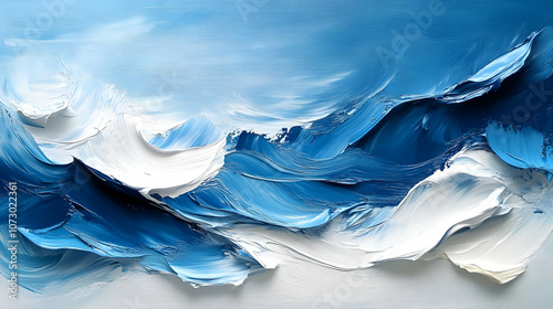 Wallpaper Mural Blue and White Abstract Ocean Waves Painting Torontodigital.ca