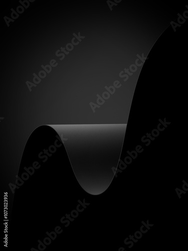 Smooth black curves with soft lighting, creating a minimalist background perfect for product display. The curves add depth and elegance, enhancing product focus.