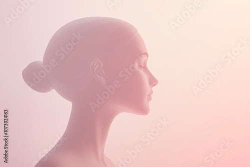 Minimalist 3D Woman's Silhouette on Soft Background