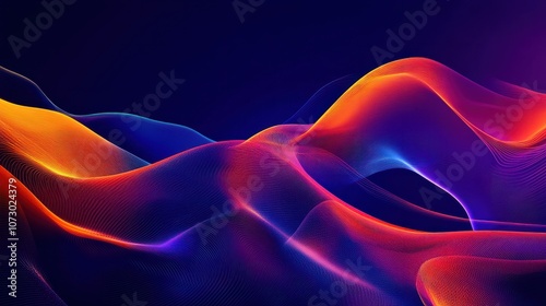 A background for a data and intelligence website Linkedin. Dark blue background, Orange and purple neon. Abstract and repetitive patterns. Data. on genera tive AI photo