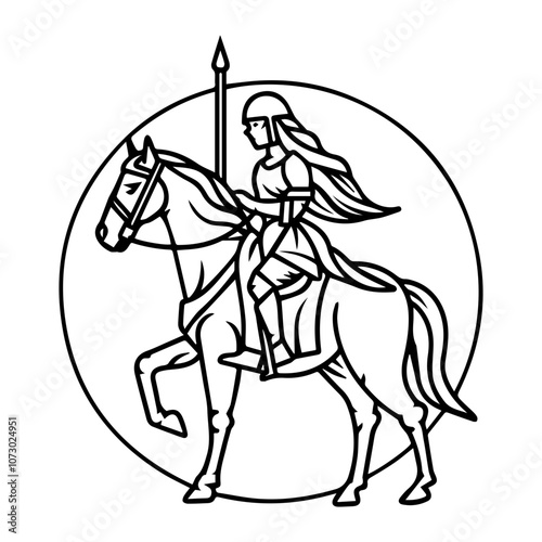 Epic Warrior on Horseback Vector: Majestic Battle-Ready Knight in Action