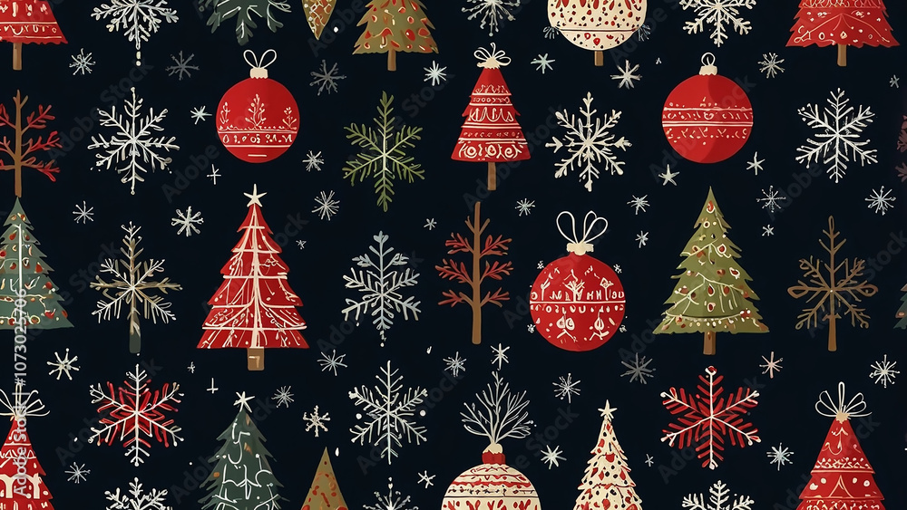 an AI-generated background image with Christmas trees