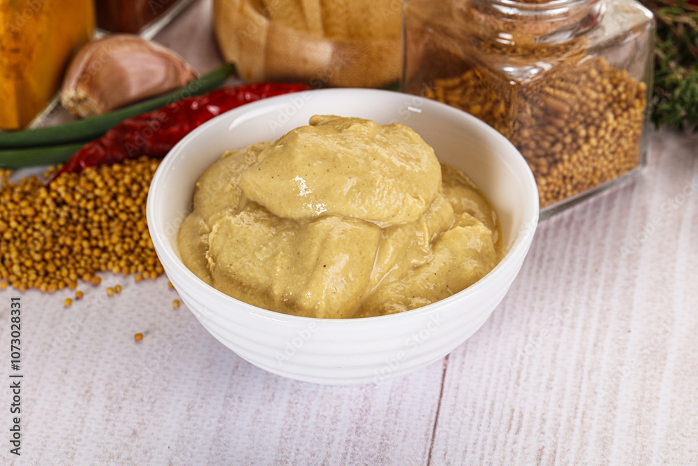 Dijon mustard sauce in the bowl Dijon mustard sauce in the bowl
