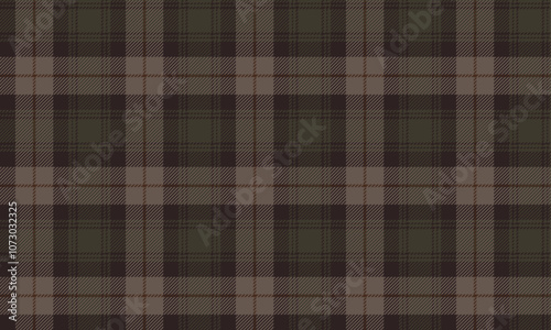 Plaid fabric pattern, brown, green, cream, seamless for textile and design clothes skirt pants apron tablecloth blanket or decoration. Vector illustration.