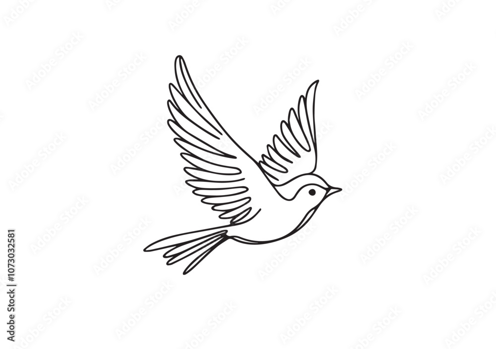 Fototapeta premium A flying bird line drawing continuous line art vector illustration.