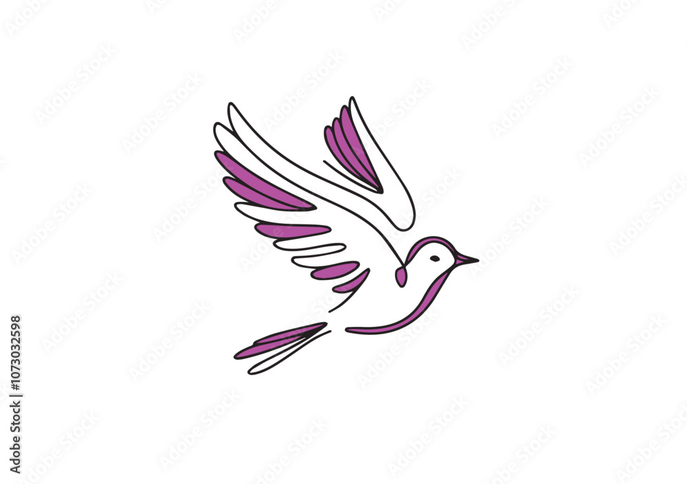 Obraz premium A flying bird line drawing continuous line art vector illustration.