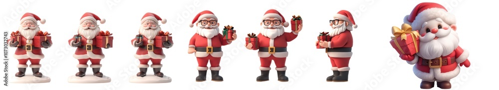 Santa Claus Christmas Character 3D Render Gift Present Holiday Cheer on transparent background Santa Claus Christmas Character 3D Render Gift Present Holiday Cheer on transparent background