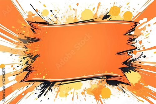 bold orange paint splash banner featuring vibrant tropical tones and artistic abstract strokes photo