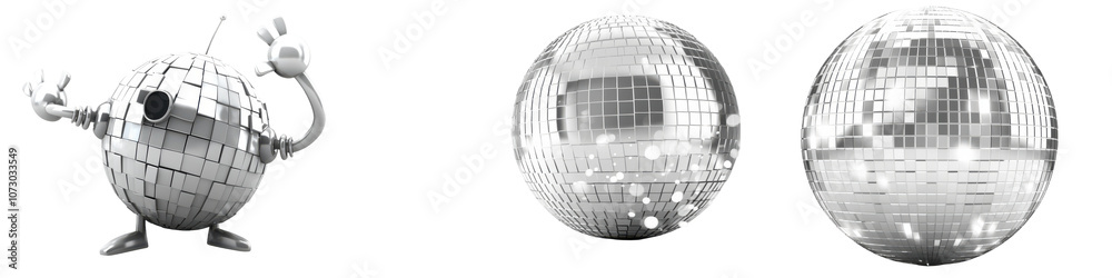 Disco Ball Robot Character on transparent background Disco Ball Robot Character on transparent background