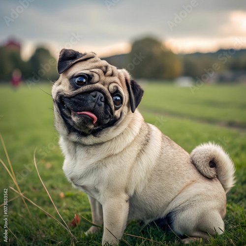The Pug is a small, charming dog with a distinctive wrinkled face, known for its playful personality.