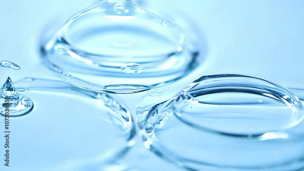 4K Water slow motion surface on light blue background. 4K Water slow motion surface on light blue background.