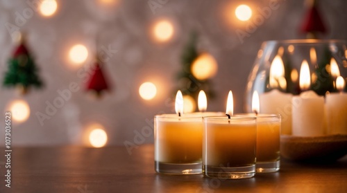 Photo of Handmade Candle Lit on a table in holiday celebration