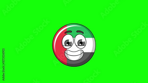 The grimacing face of UAE mascot, nervousness, embarrassment, or awkwardness