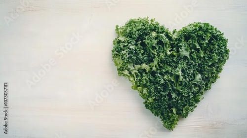 Fresh Green Lettuce Formed in Heart Shape Representing Healthy Eating, Love for Nature and Organic Lifestyle with Light Background