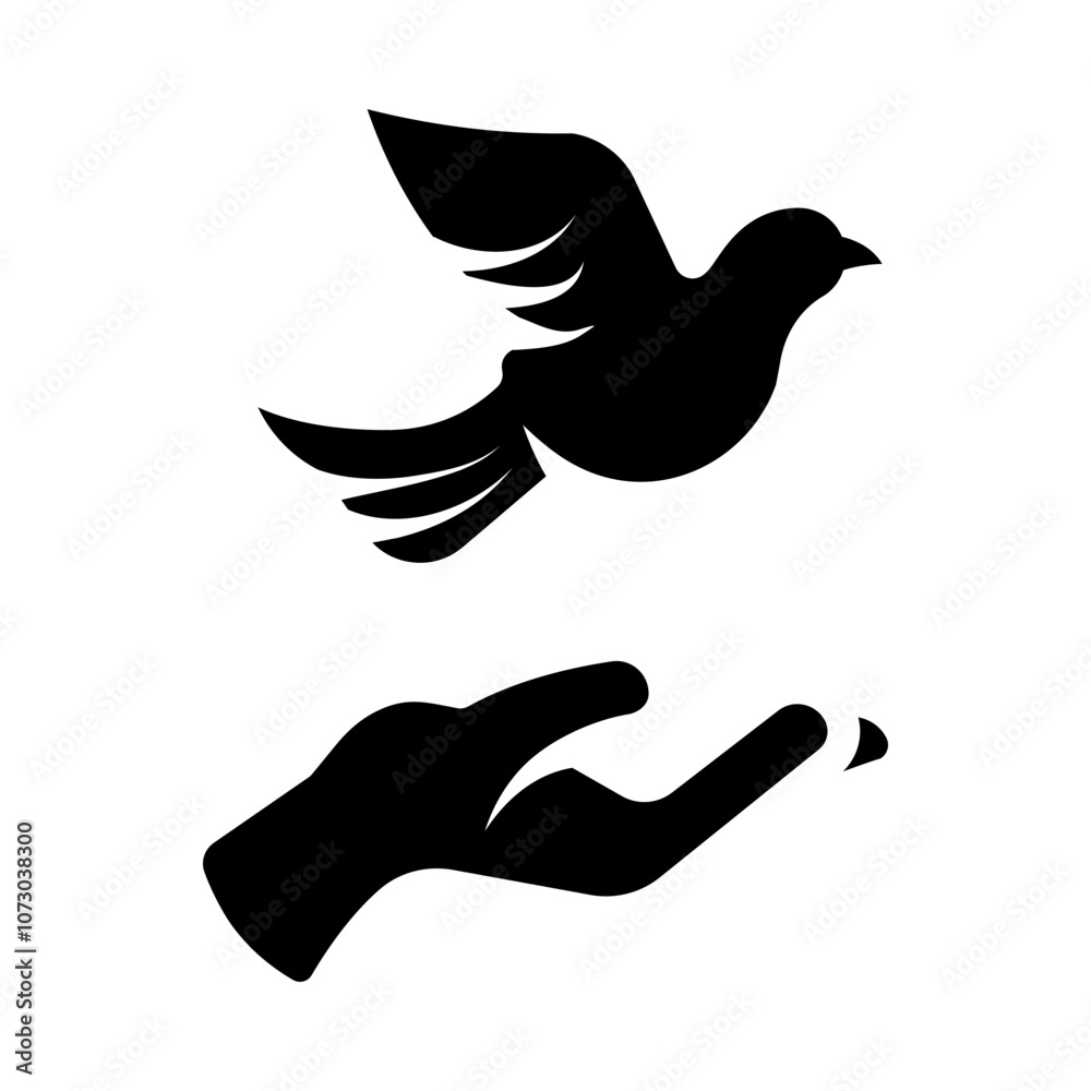 Obraz premium hand holding dove bird icon