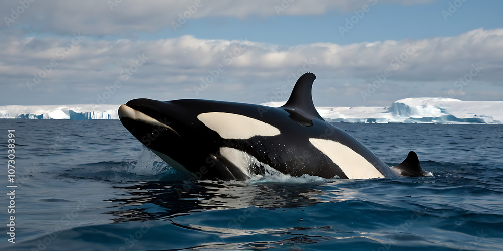 Fototapeta premium Orca, SeaLife, underwater, arctic, created by Generative AI