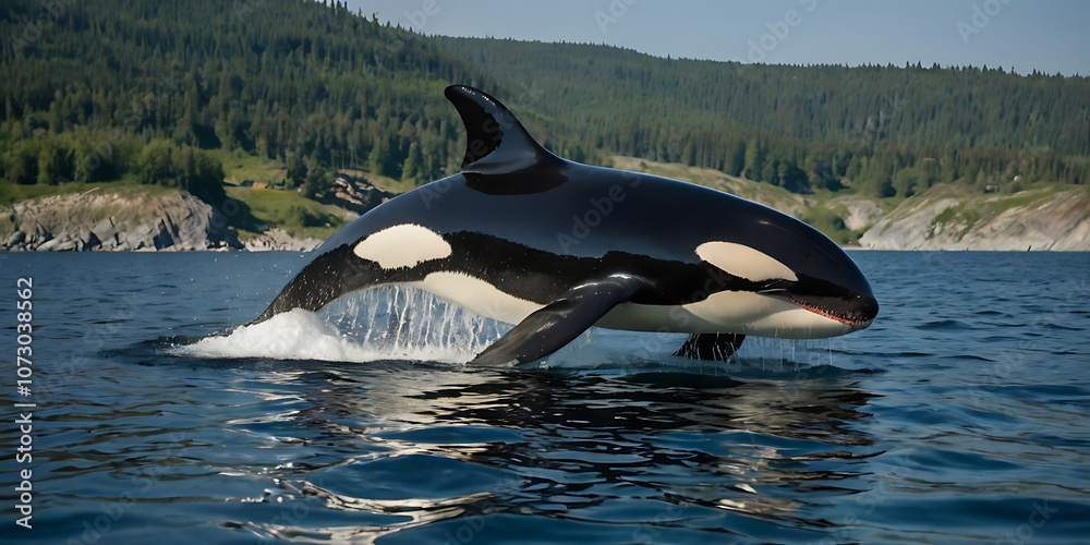 Fototapeta premium Orca, SeaLife, underwater, arctic, created by Generative AI