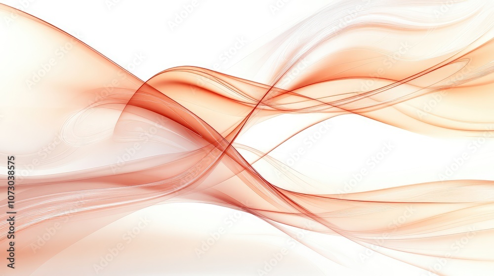 Naklejka premium Elegant Flowing Abstract Waves in Soft Coral Tones with Smooth Gradients on a Light Background, Perfect for Artistic and Modern Designs