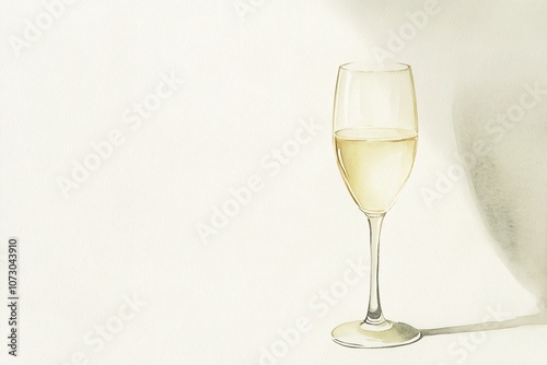 Elegant Minimalist Watercolor of Champagne Glass