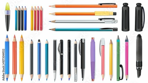 Collection of Realistic Pens and Pencils