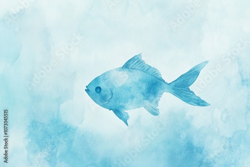 Minimalist Watercolor Illustration of a Fish